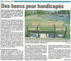 Des bancs pour handicapés